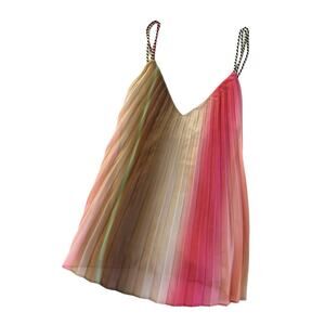 Scotch & Soda Pleated Ombre Rainbow Sleeveless Blouse Boho Tank Top Size 34 NWT